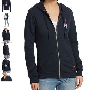 Aviator Nation Black Hoodie Lightening Bolt Zip-Up Hoodie. Size M. EUC, NICE!!!!